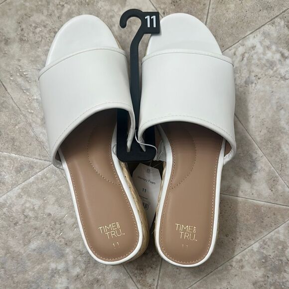 Time and Tru Shoes - Time and Tru Women's Raffia Platform Slide Sandals Size 11